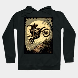 Dirt bike stunt rider with yellow moon Hoodie